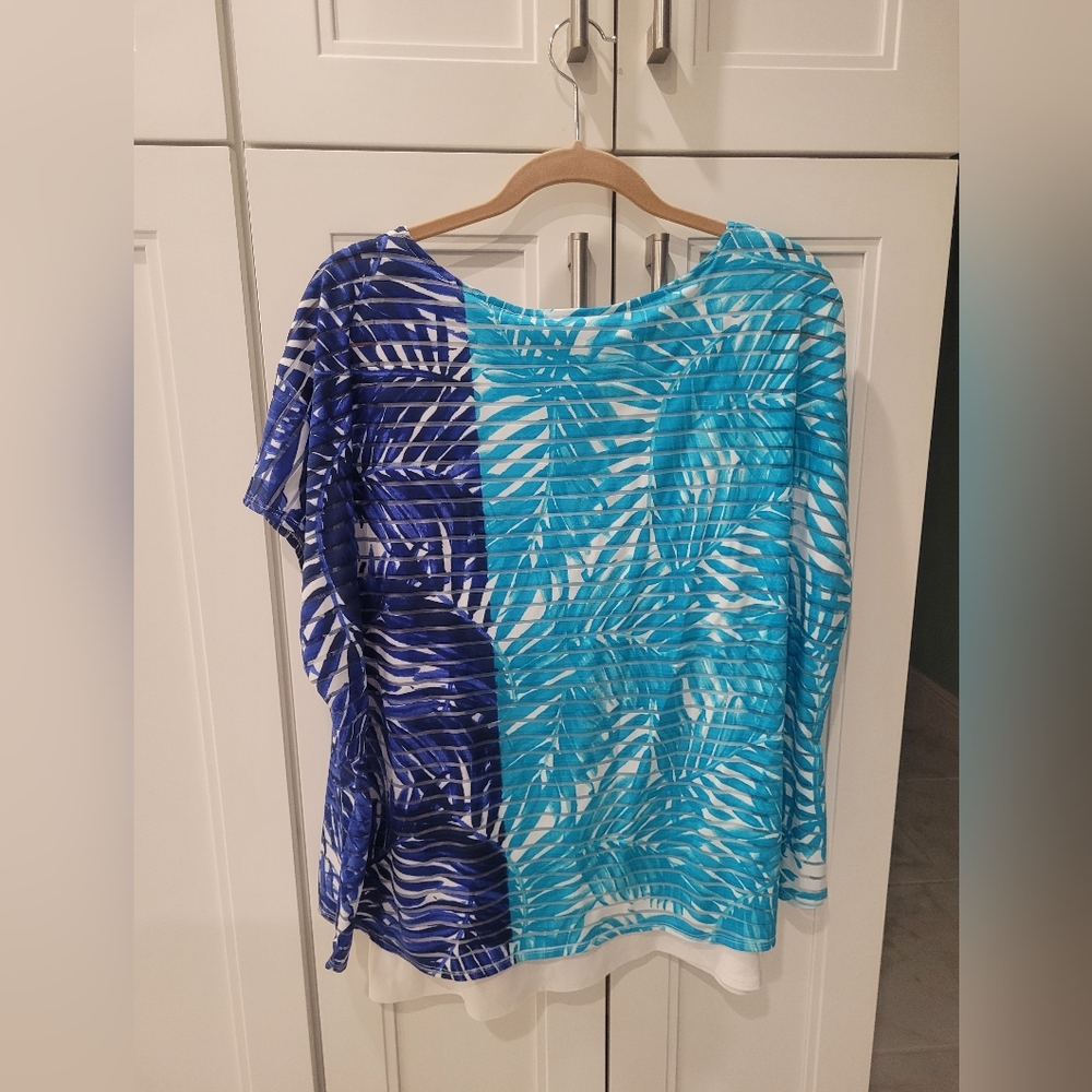 Ruby Rd Aqua & Royal Shirt Size 1x - image 3